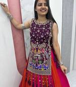 pink silk blend plain traditional lehenga choli with free size upto 42
