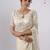Latest cream designer border satin saree with unstitched blouse
