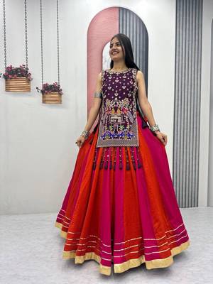 pink silk blend plain traditional lehenga choli with free size upto 42 3