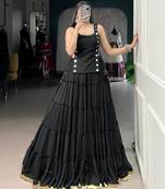 black rayon plain traditional lehenga choli with free size upto 42