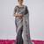 Pure grey designer border satin saree with unstitched blouse