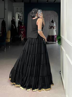 black rayon plain traditional lehenga choli with free size upto 42 3