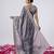 Pure grey designer border satin saree with unstitched blouse