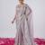 Light weight lavendar designer border satin saree with unstitched blouse