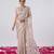 Fashionable peach designer border satin saree with unstitched blouse