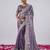 soft silk blend purple designer border satin saree with unstitched blouse 