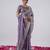soft silk blend purple designer border satin saree with unstitched blouse 