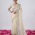 Elegance cream hevay sequin and stone border satin saree with unstitched blouse