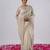 Elegance cream hevay sequin and stone border satin saree with unstitched blouse