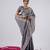 New collection grey hevay sequin and stone border satin saree with unstitched blouse