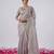 Latest lavendar hevay sequin and stone border satin saree with unstitched blouse