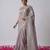 Latest lavendar hevay sequin and stone border satin saree with unstitched blouse