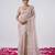 Celebrity inspired peach hevay sequin and stone border satin saree with unstitched blouse