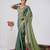 Celebrity type firozi heavy sequin border saree with unstitched blouse