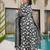 Floral printed muslin v neck black anarkali set