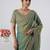 Celebrity type firozi heavy sequin border saree with unstitched blouse