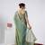 Celebrity type firozi heavy sequin border saree with unstitched blouse