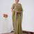 Floral olive heavy sequin border saree with unstitched blouse