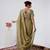Floral olive heavy sequin border saree with unstitched blouse