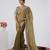 Floral olive heavy sequin border saree with unstitched blouse