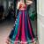 multicolor chinon printed traditional lehenga choli with free size upto 42
