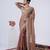 Ethnic peach heavy sequin border saree with unstitched blouse