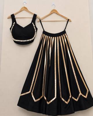 black rayon printed traditional lehenga choli with free size upto 42 2