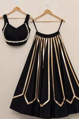 black rayon printed traditional lehenga choli with free size upto 42