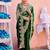 New collection bottle green embroidery border fandy satin saree with unstitched blouse