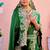 New collection bottle green embroidery border fandy satin saree with unstitched blouse