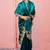 Bollywood dark teal embroidery border fandy satin saree with unstitched blouse