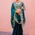 Bollywood dark teal embroidery border fandy satin saree with unstitched blouse