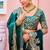 Bollywood dark teal embroidery border fandy satin saree with unstitched blouse