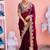 Kanjivaram wine embroidery border fandy satin saree with unstitched blouse