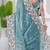 Ethnic firozi embroidery shimmer saree with unstitched blouse