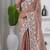 Traditional peach embroidery shimmer saree with unstitched blouse