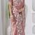 Traditional peach embroidery shimmer saree with unstitched blouse