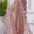 Traditional peach embroidery shimmer saree with unstitched blouse