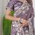 Indian purple embroidery shimmer saree with unstitched blouse