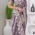 Indian purple embroidery shimmer saree with unstitched blouse