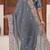 Elegance deep blue embroidered elephant shimmer saree with unstitched blouse