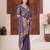 New collection deep purple embroidered elephant shimmer saree with unstitched blouse