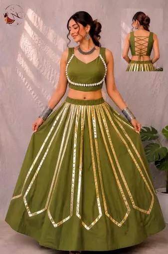green rayon printed traditional lehenga choli with free size upto 42