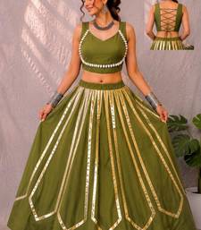 green rayon printed traditional lehenga choli with free size upto 42