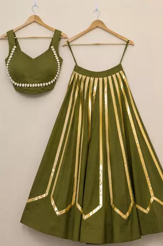 green rayon printed traditional lehenga choli with free size upto 42