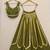 green rayon printed traditional lehenga choli with free size upto 42
