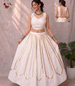 white rayon printed traditional lehenga choli with free size upto 42