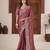 Latest dusty pink embroidered elephant shimmer saree with unstitched blouse