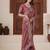 Latest dusty pink embroidered elephant shimmer saree with unstitched blouse
