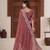 Latest dusty pink embroidered elephant shimmer saree with unstitched blouse